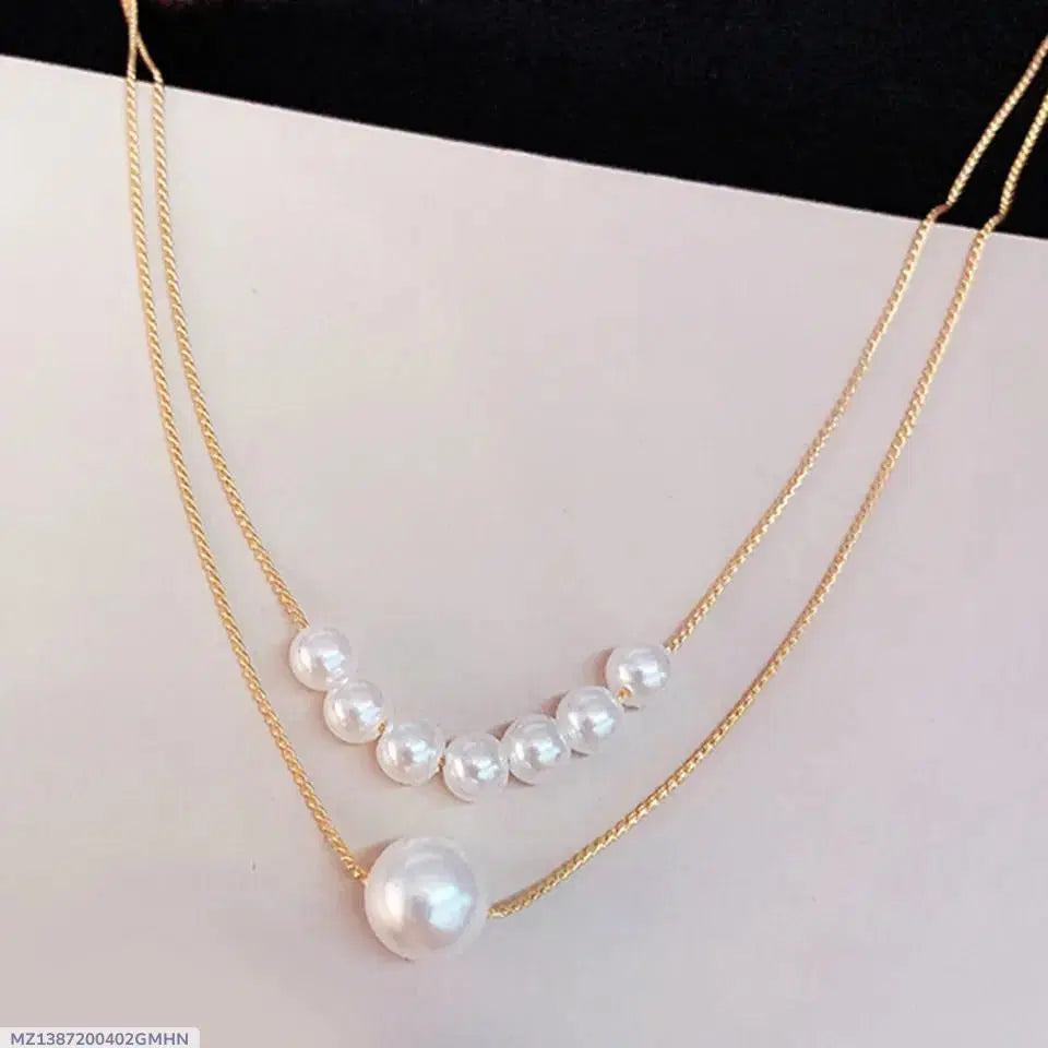 2 Layered Gold Plated Pearl Necklace